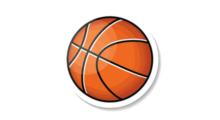 Stylized basketball icon featuring vibrant orange color and bold black and white lines for sports