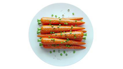 Plated Roasted Carrots with Sesame Seeds and Scallions