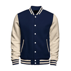 Classic Navy and Cream Varsity Letterman Jacket Mockup