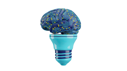 Artificial Intelligence Brain on a Light Bulb Base