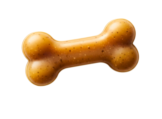 Shiny brown dog bone toy isolated on transparent background