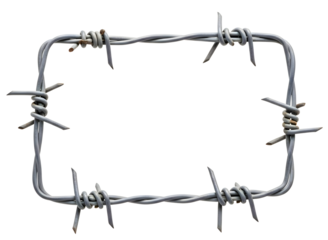 Barbed wire frame border isolated on transparent background