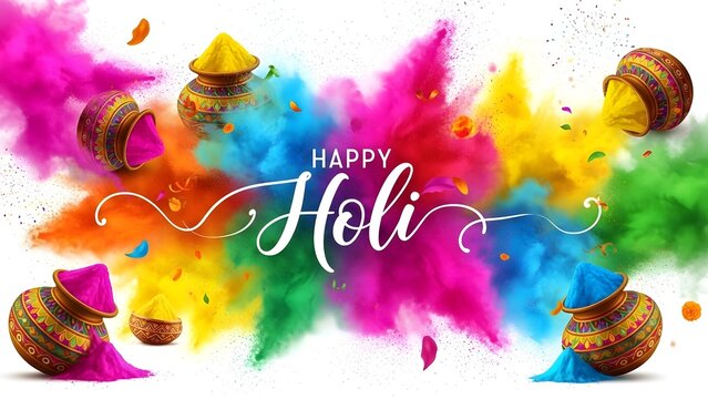 Vibrant Holi celebration background with colorful powder. Holi festival background.