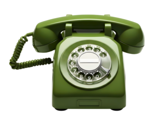 Vintage green rotary phone isolated on transparent background