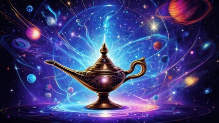 Cosmic genie lamp, swirling nebula