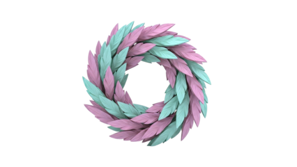 Pink and Green Feather Wreath