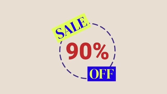 Maximum discount sale animation showcasing ninety percent off for dramatic clearance and liquidation campaigns