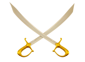 Crossed pirate sabers isolated on transparent background