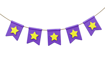Purple and Yellow Star Bunting Garland