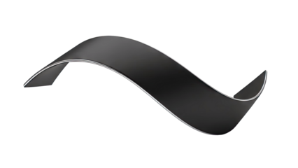 Abstract Black Wavy Shape with Silver Edge