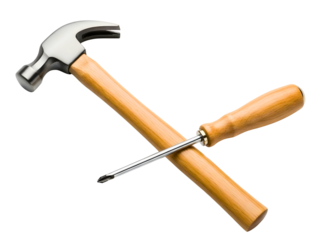 Hammer and screwdriver tools isolated on transparent background