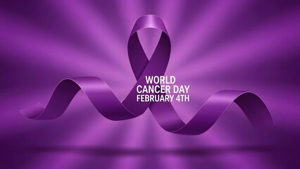 Fototapeta premium Purple Ribbon for World Cancer Day on February 4th, Awareness Campaign