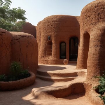 Mud Brick Houses Simple residential structures made from sun dri
