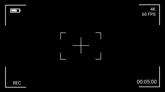 Screen recording overlay with 30-minute timer on a transparent background, camera recording screen interface with alpha channel. Realistic digital recording UI overlay suitable for video editing, film