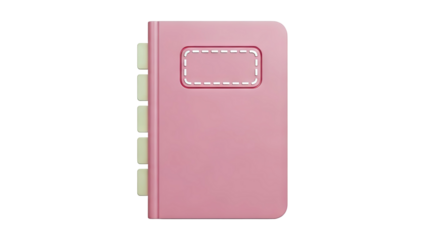 Pink Notebook with Tabs and Dashed Rectangle Label