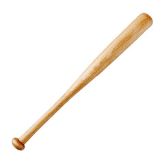 Classic Natural Wood Baseball Bat Isolated on Transparent Background