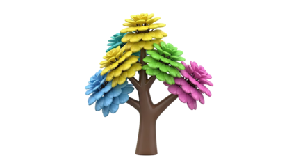 Colorful Plastic Tree with Flower-like Foliage