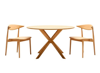 Fototapeta premium Wooden dining table and chairs isolated on transparent background