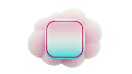 Pink and Blue Gradient Square with Fluffy Pink Border