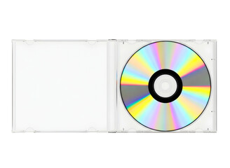 Blank dvd case and disc isolated on transparent background
