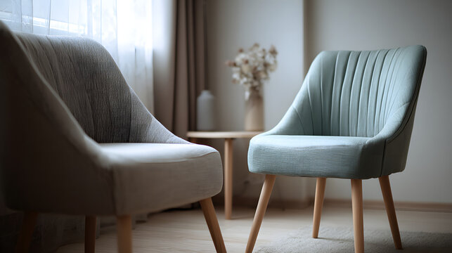 Two soft armchairs in a modern interior