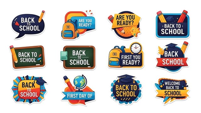 Vibrant Back to School stickers for education and learning