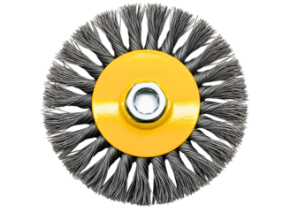 Wire cup brush tool head isolated on transparent background