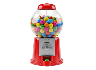 Red gumball machine dispenser isolated on transparent background