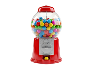 Red gumball machine dispenser isolated on transparent background