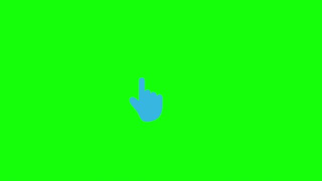 Pointer hand cursor click animation on green background, animated hand pointer cursor icon sign in 4k.