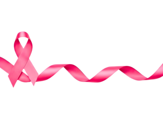 Pink ribbon awareness symbol isolated on transparent background