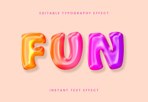 Colorful Balloon Text Effect Glossy Inflated Gradient Font