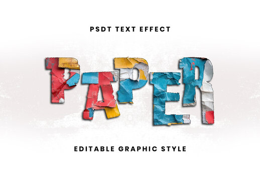 Colorful Textured Collage Craft Paper Text Effect Torn Vintage Font