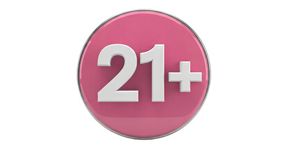 21 Plus Sign on Pink Circle
