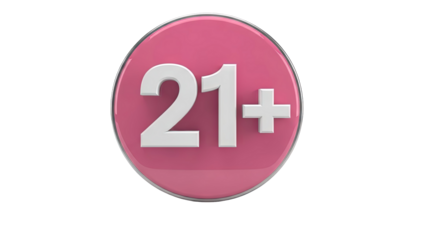 21 Plus Sign on Pink Circle