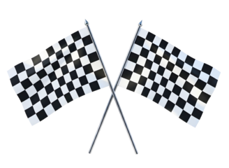 Two crossed checkered flags isolated on transparent background