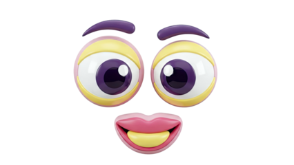 Cartoon Face with Big Eyes and Smiling Mouth