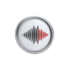 3D Voice Waveform Icon with Red and Black Audio Frequency Bars Isolated on Transparent Background