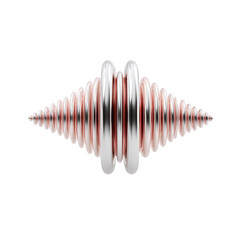 3D Voice Waveform Icon with Red and Black Audio Frequency Bars Isolated on Transparent Background