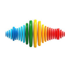 3D Voice Waveform Icon with Red and Black Audio Frequency Bars Isolated on Transparent Background