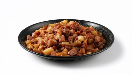 Hearty plate of corned beef hash with potatoes and spices