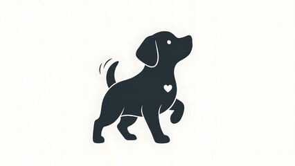 Obraz premium Isolated black dog silhouette vector illustration of a cute canine pet breed on a white background