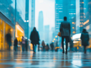 Fototapeta premium Blurred people walking in modern city 
