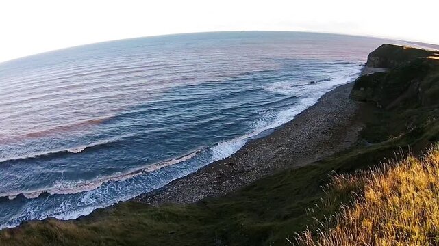 aerial view of durham coastline at easington colliery, october 2021