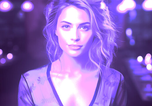 Violet And White Selective Glow Mapping Photo Effect