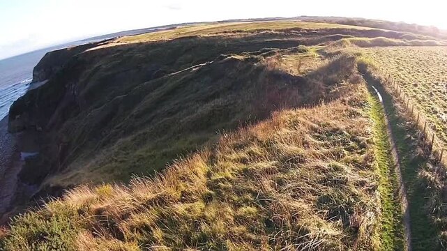 aerial view of durham coastline at easington colliery, october 2021