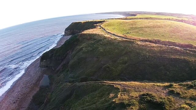 aerial view of durham coastline at easington colliery, october 2021