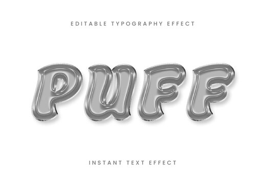 White And Gray Balloon Text Effect Chrome Puffy Font