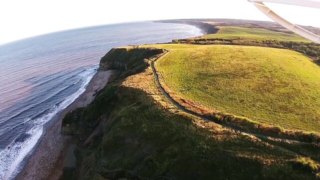aerial view of durham coastline at easington colliery, october 2021