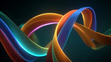 Vibrant Ribbons of Energy: The image showcases a captivating arrangement of vividly colored, swirling ribbons. These dynamic forms twist and turn.